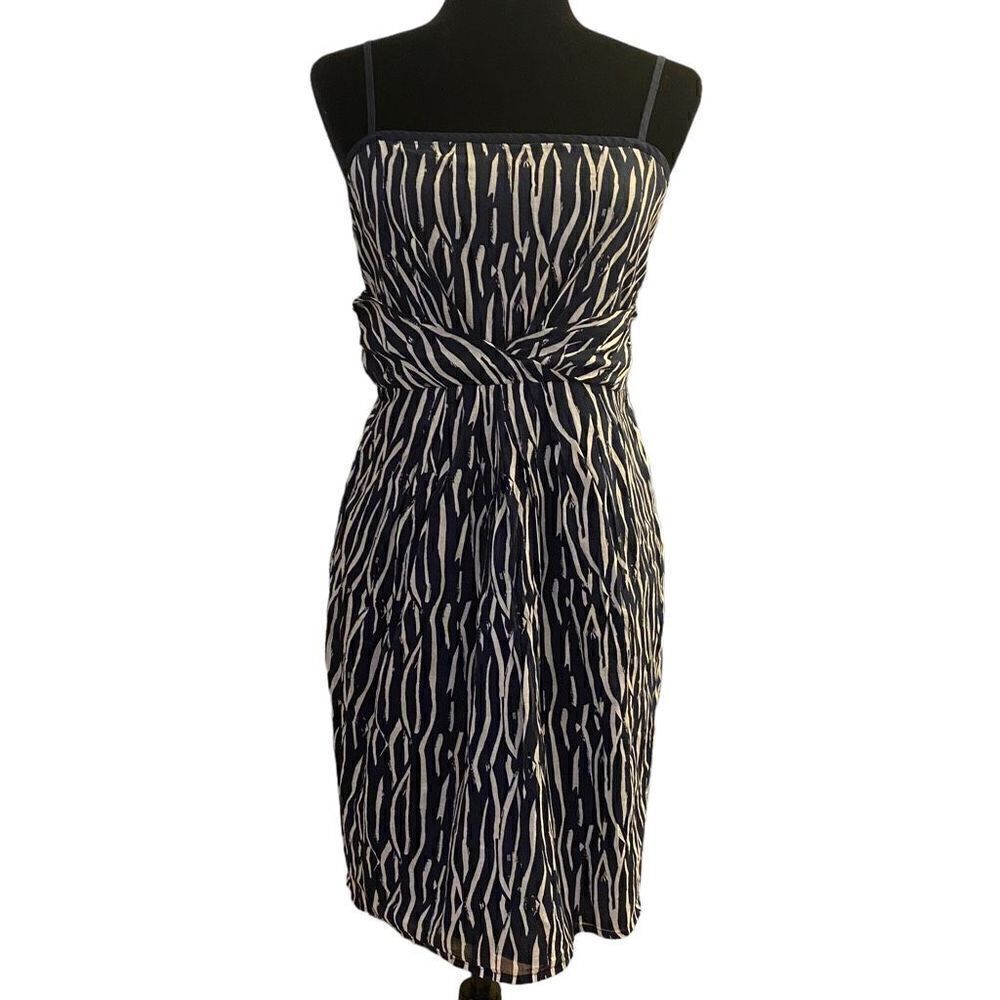 Ann Taylor Loft‎ Navy and White Sheath Spaghetti Straps Dress Size 6